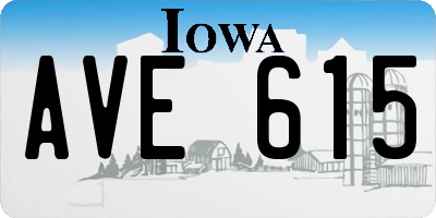 IA license plate AVE615