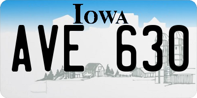 IA license plate AVE630
