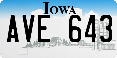 IA license plate AVE643