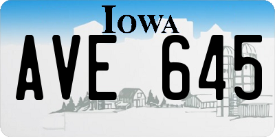 IA license plate AVE645