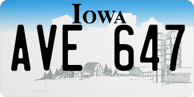 IA license plate AVE647