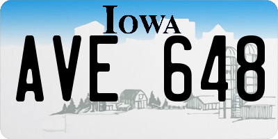 IA license plate AVE648