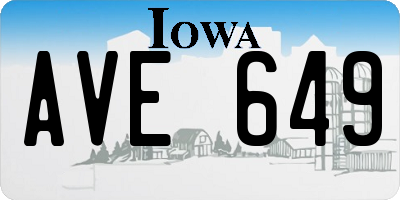 IA license plate AVE649