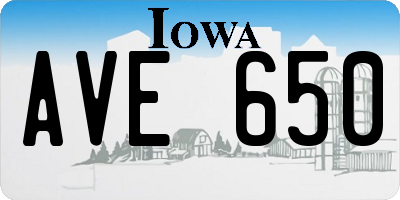IA license plate AVE650