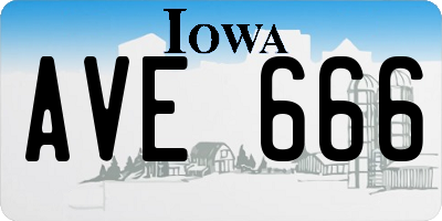 IA license plate AVE666