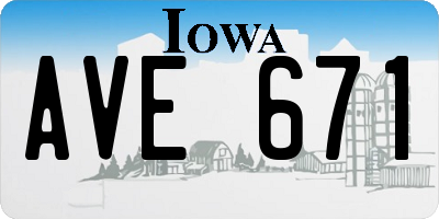 IA license plate AVE671