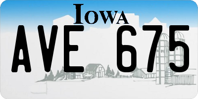 IA license plate AVE675