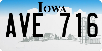 IA license plate AVE716
