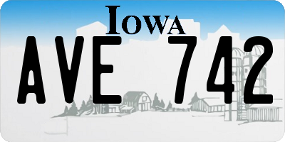 IA license plate AVE742