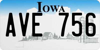 IA license plate AVE756