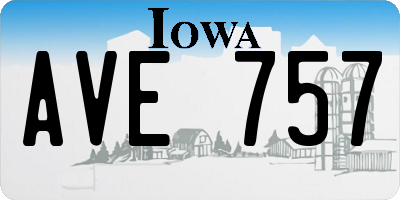 IA license plate AVE757