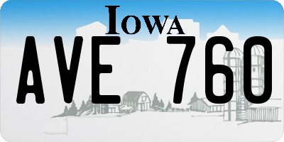 IA license plate AVE760