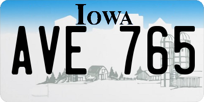 IA license plate AVE765