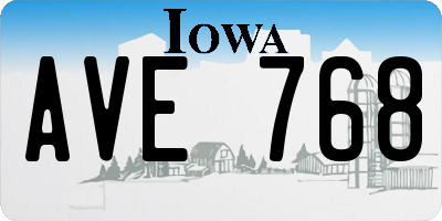 IA license plate AVE768