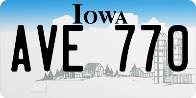 IA license plate AVE770