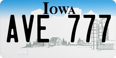 IA license plate AVE777