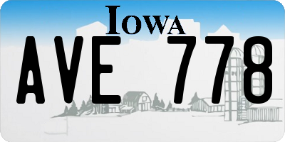 IA license plate AVE778