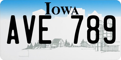 IA license plate AVE789