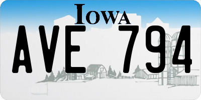 IA license plate AVE794
