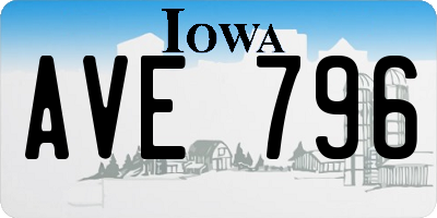 IA license plate AVE796