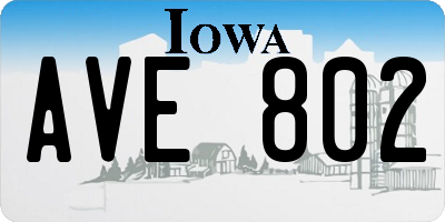 IA license plate AVE802