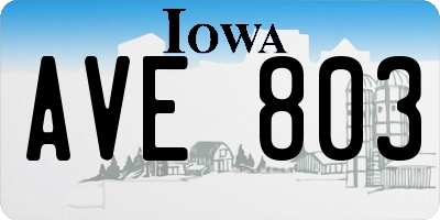 IA license plate AVE803