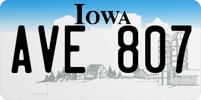 IA license plate AVE807