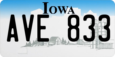 IA license plate AVE833