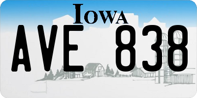 IA license plate AVE838