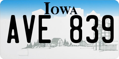 IA license plate AVE839
