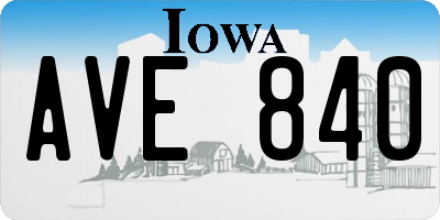 IA license plate AVE840