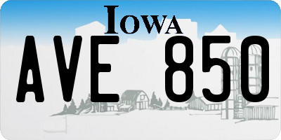 IA license plate AVE850