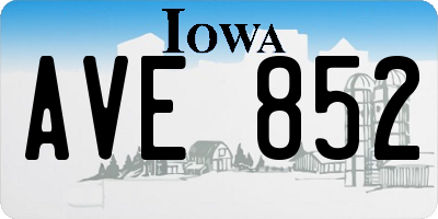 IA license plate AVE852