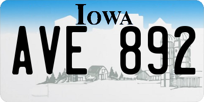 IA license plate AVE892