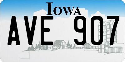 IA license plate AVE907