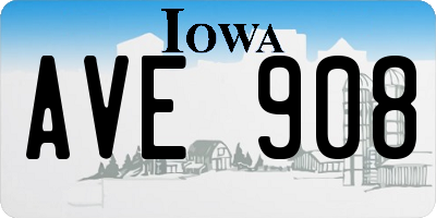 IA license plate AVE908