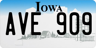 IA license plate AVE909