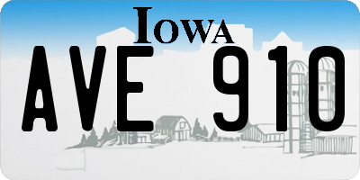 IA license plate AVE910