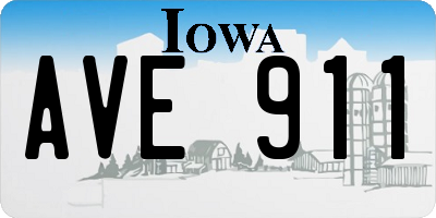IA license plate AVE911