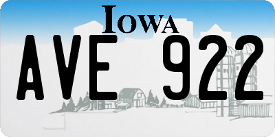 IA license plate AVE922