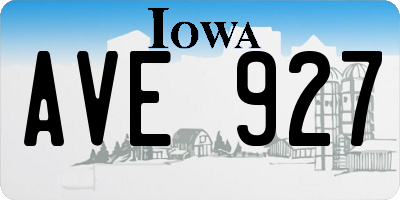 IA license plate AVE927