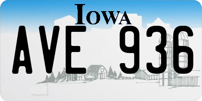 IA license plate AVE936