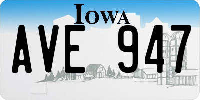 IA license plate AVE947