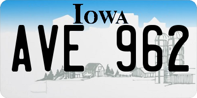 IA license plate AVE962