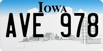 IA license plate AVE978