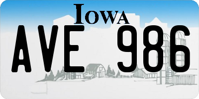 IA license plate AVE986