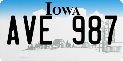 IA license plate AVE987
