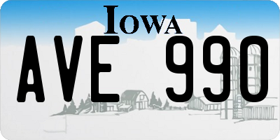 IA license plate AVE990