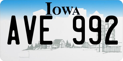 IA license plate AVE992