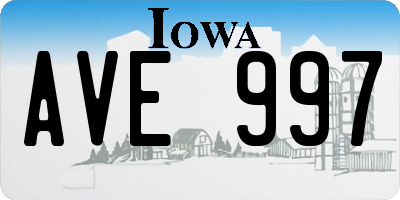 IA license plate AVE997